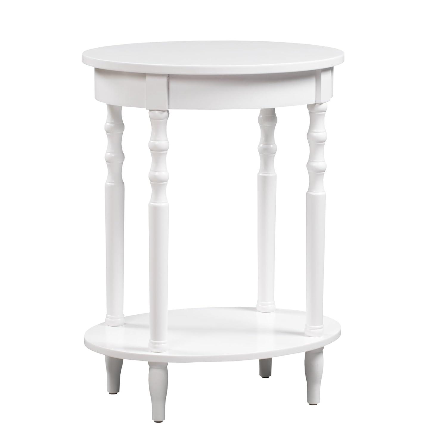 Classic Brandi White Oval End Table with Shelf