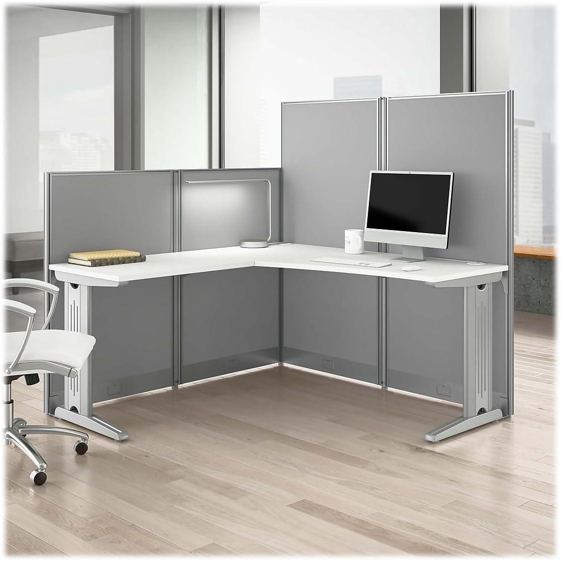 Office In An Hour L-Shaped 1 Person Cubicle with Cable Management