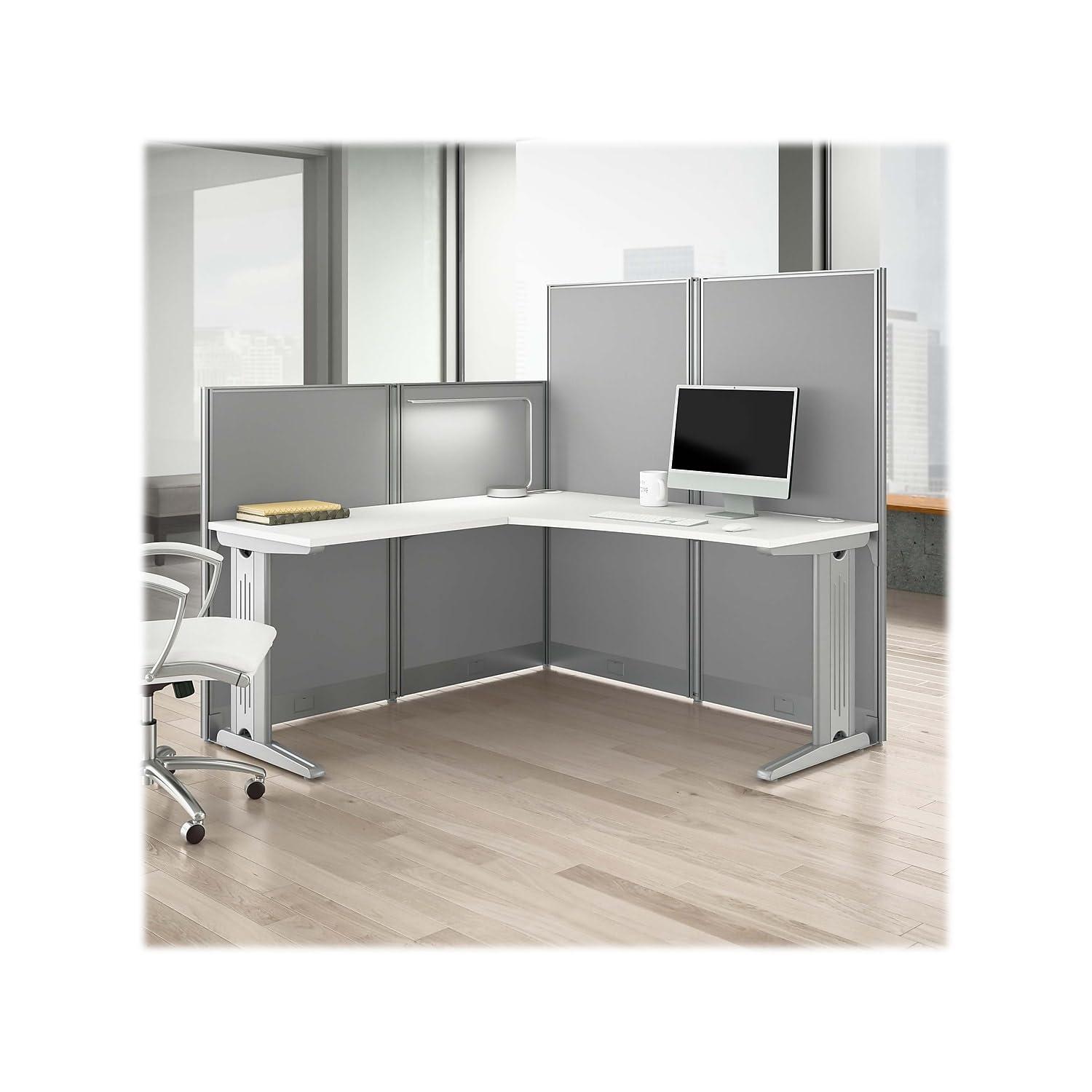 Office In An Hour L-Shaped 1 Person Cubicle with Cable Management