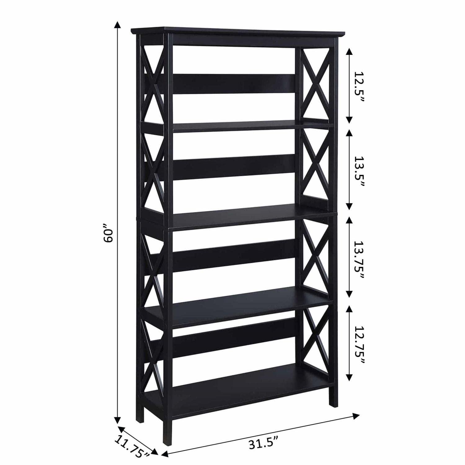 Convenience Concepts Oxford 5 Tier Bookcase, Multiple Finishes