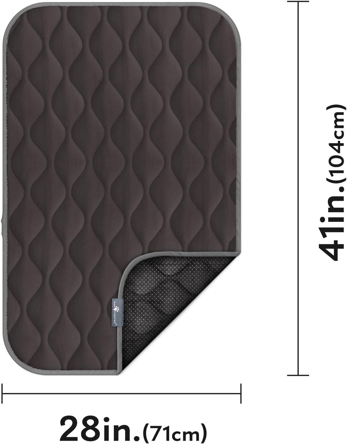 Paw Inspired Washable Padded 42" Crate Mats for Dogs | 41" x 28" Size, Fits 42-inch Kennels | Anti-Slip, Leakproof, Waterproof, Reusable Plush Pet Pads (Gray)