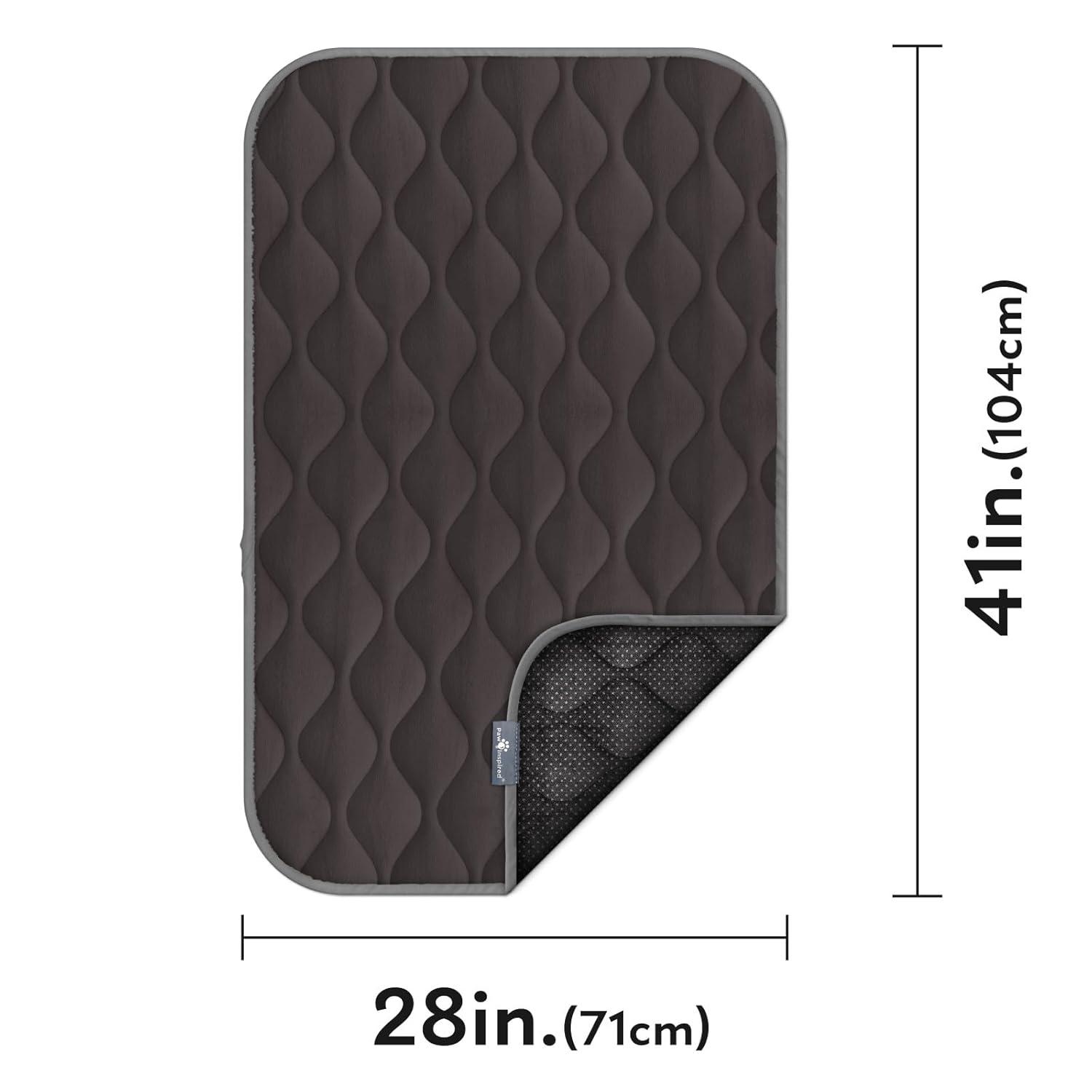 Paw Inspired Washable Padded 42" Crate Mats for Dogs | 41" x 28" Size, Fits 42-inch Kennels | Anti-Slip, Leakproof, Waterproof, Reusable Plush Pet Pads (Gray)