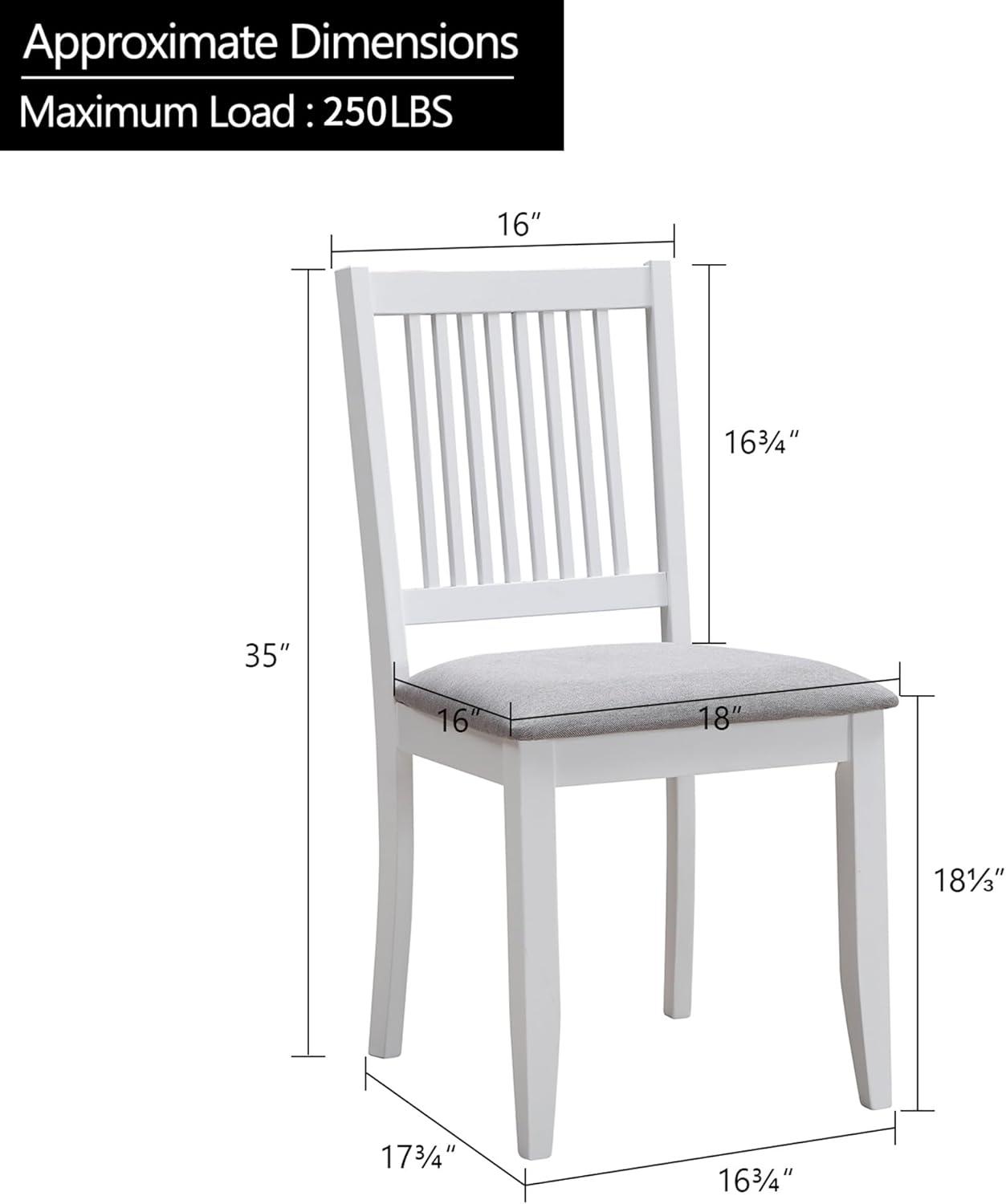 Duhome Rubber Wood Dining Chairs Set of 2, Slat Back Farmhouse Dining Room Chairs Kitchen Side Chairs with Upholstered Seat, White