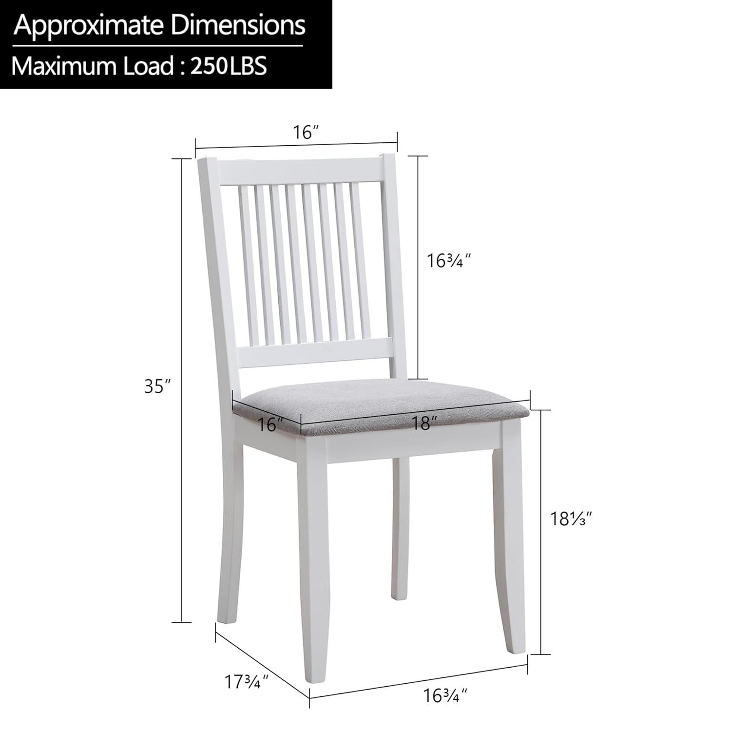 Duhome Rubber Wood Dining Chairs Set of 2, Slat Back Farmhouse Dining Room Chairs Kitchen Side Chairs with Upholstered Seat, White