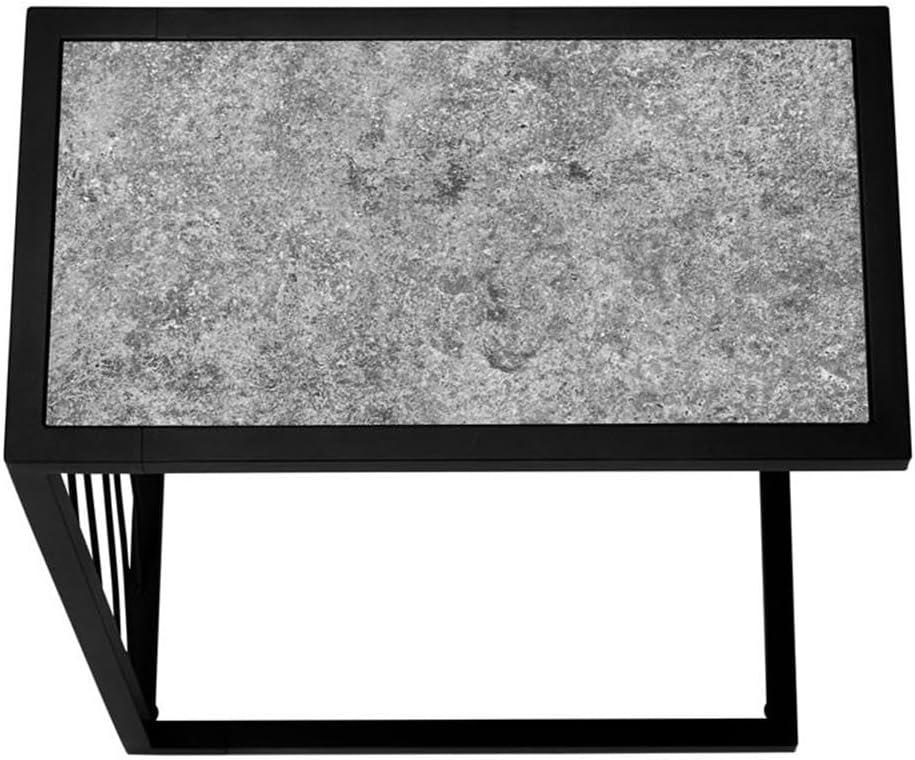 Monarch Specialties Accent Table C-Shaped End Side Snack Living Room Bedroom Metal Laminate Grey Black Contemporary Modern
