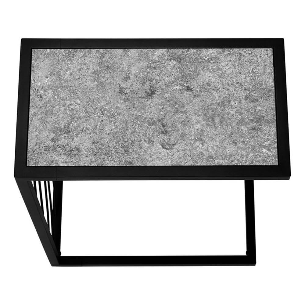 Monarch Specialties Accent Table C-Shaped End Side Snack Living Room Bedroom Metal Laminate Grey Black Contemporary Modern