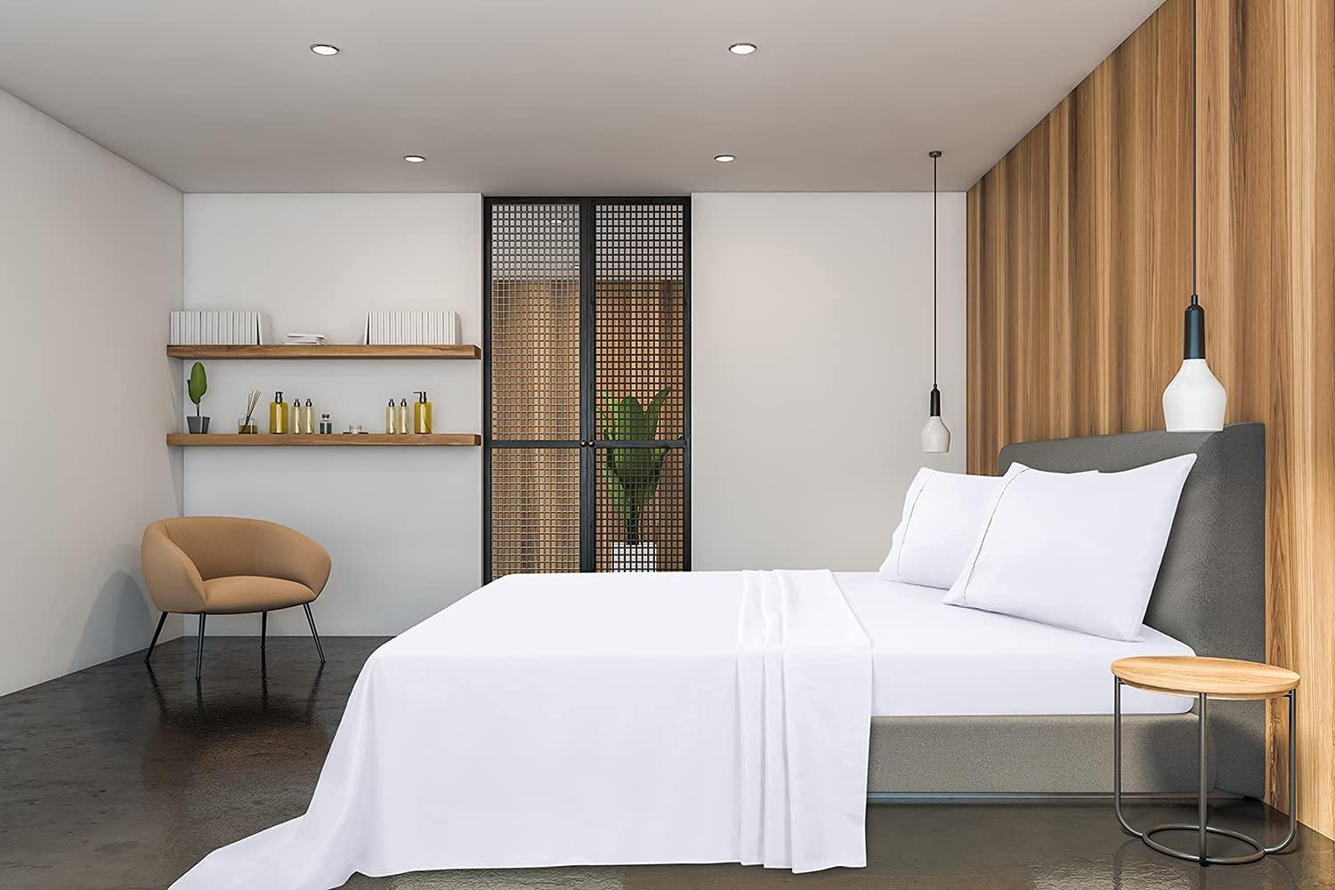 Lavisun Twin Flat Sheets Only, 6 Pack Soft Brushed Microfiber Bedding Sheets for Hotel, Massage, Hospital, Home, Dorm, Bulk Flat Sheets Only Twin Size (White)