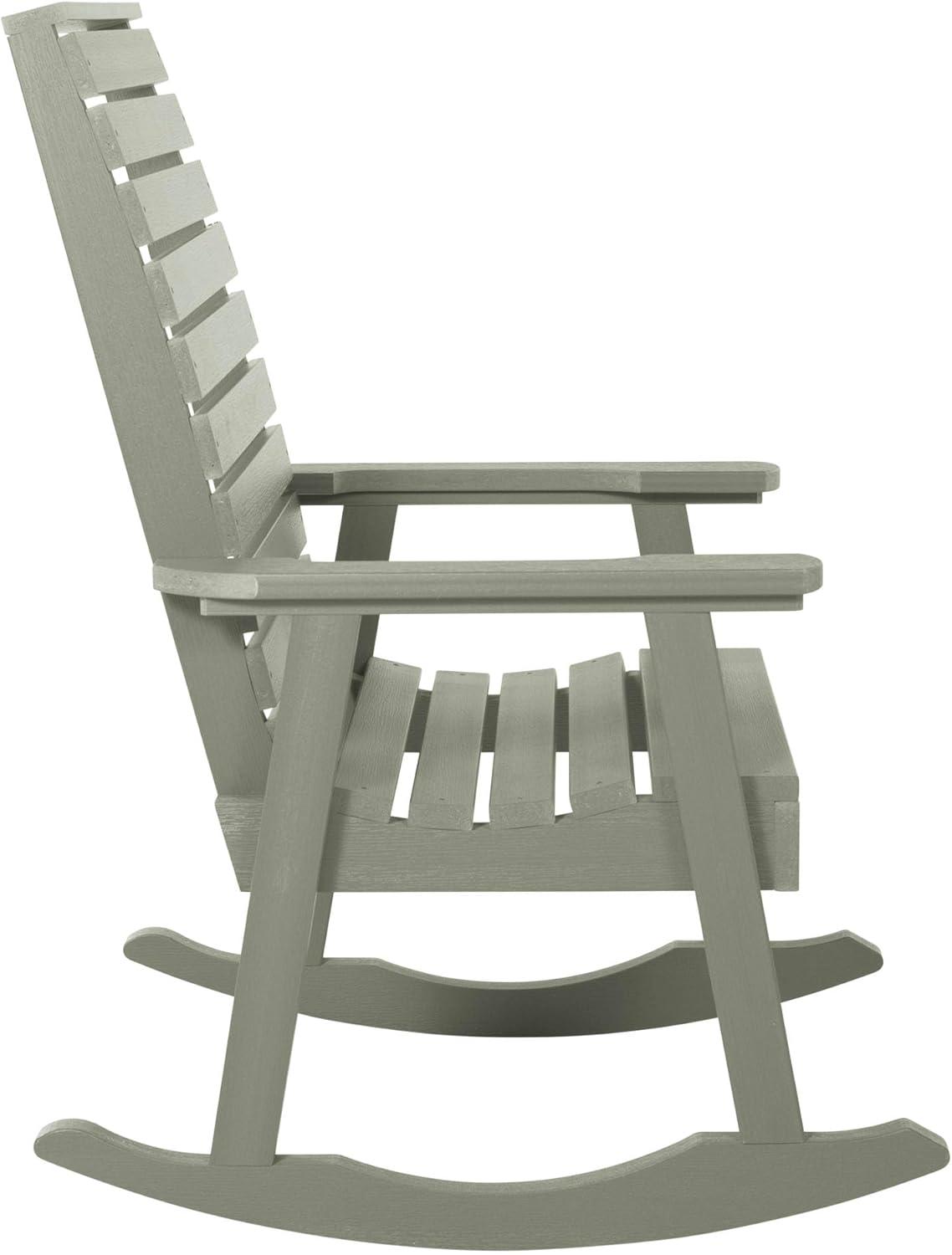 Weatherly Gray Eucalyptus Outdoor Rocking Chair with Arms