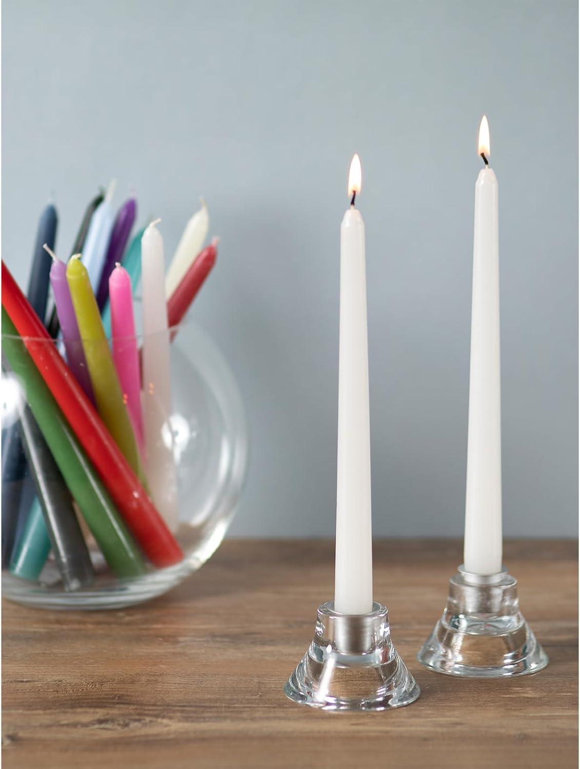 White 10-Inch Dripless Taper Candles Set of 12