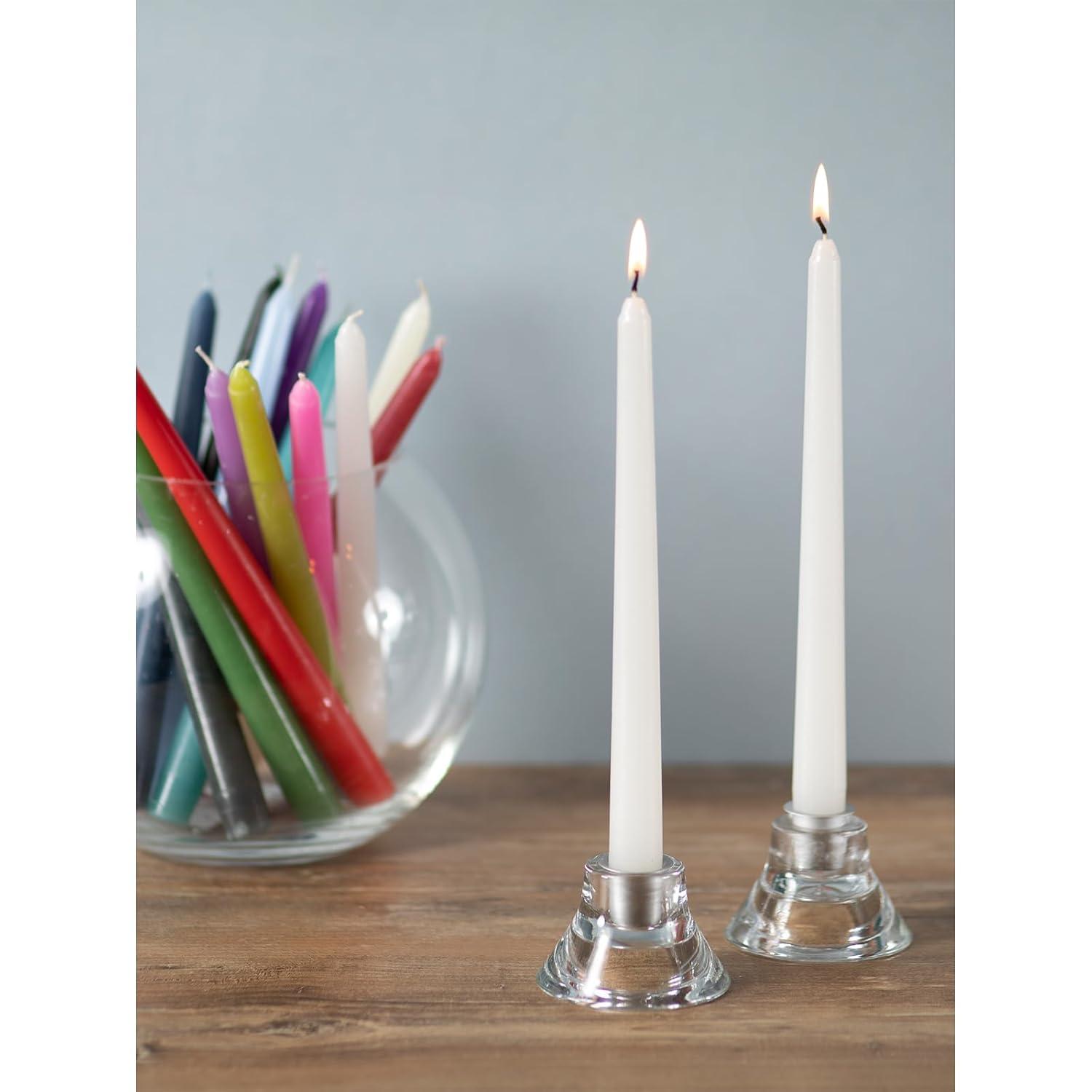 Candwax 10 inch Taper Candles Set of 4 - Dripless Taper Candles and Unscented Candlesticks - Perfect as Dinner Candles and Household Candles - White Candles