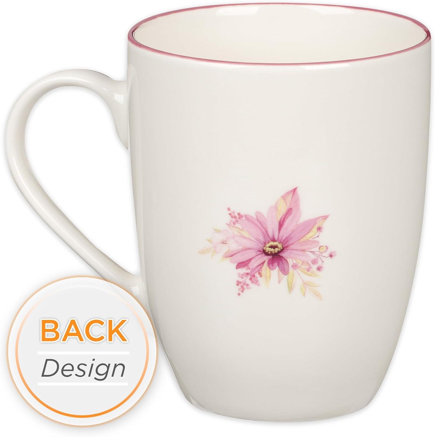 Walk by Faith Pink Floral Ceramic Coffee Mug, 12 oz