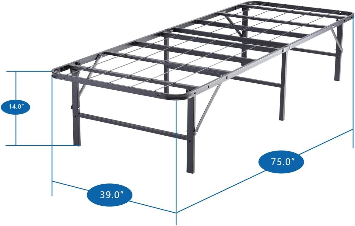 Muscoy 14" Foldable Steel Bed Frame, No Box Spring Needed, Underbed Storage , Easy Assembly