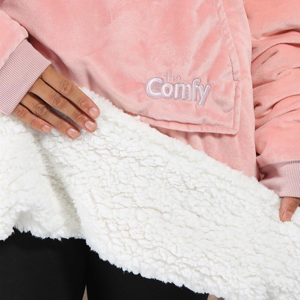 THE COMFY Original | Oversized Microfiber & Sherpa Wearable Blanket, Seen On Shark Tank, One Size Fits All (Blush)