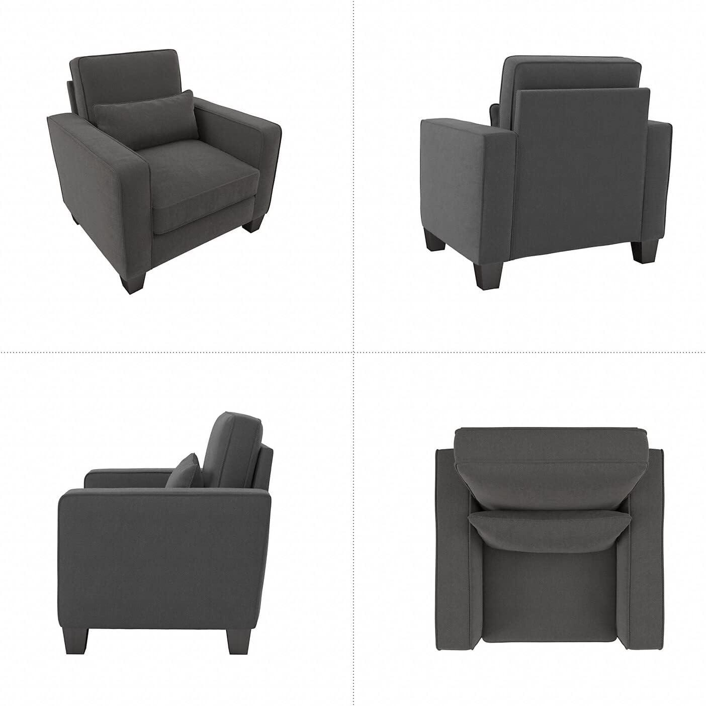 Bush Furniture Stockton Accent Chair with Arms in Charcoal Gray Herringbone