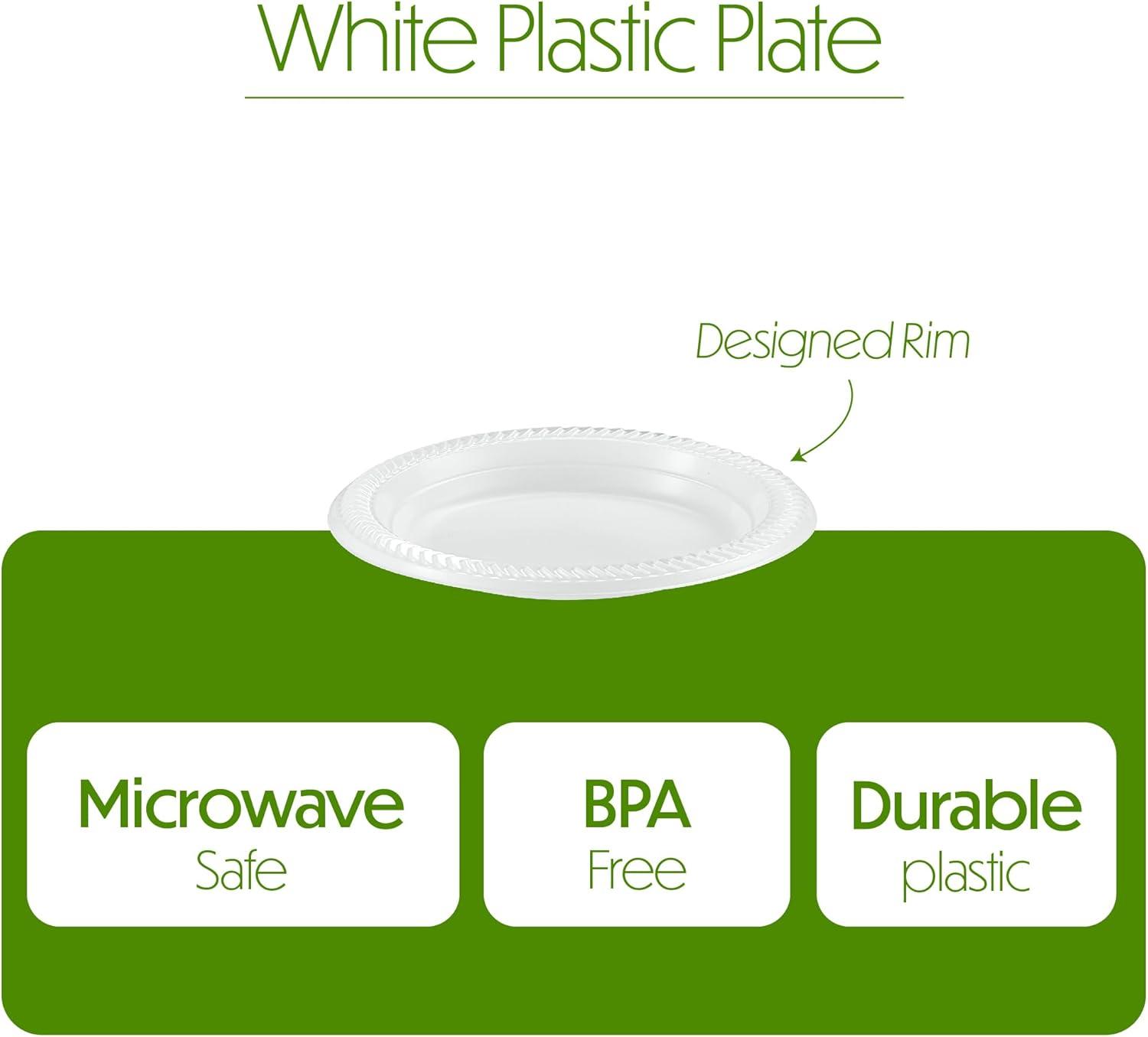 PLASTICPRO Round Disposable and Microwavable Party Plates, 6", 100 Count