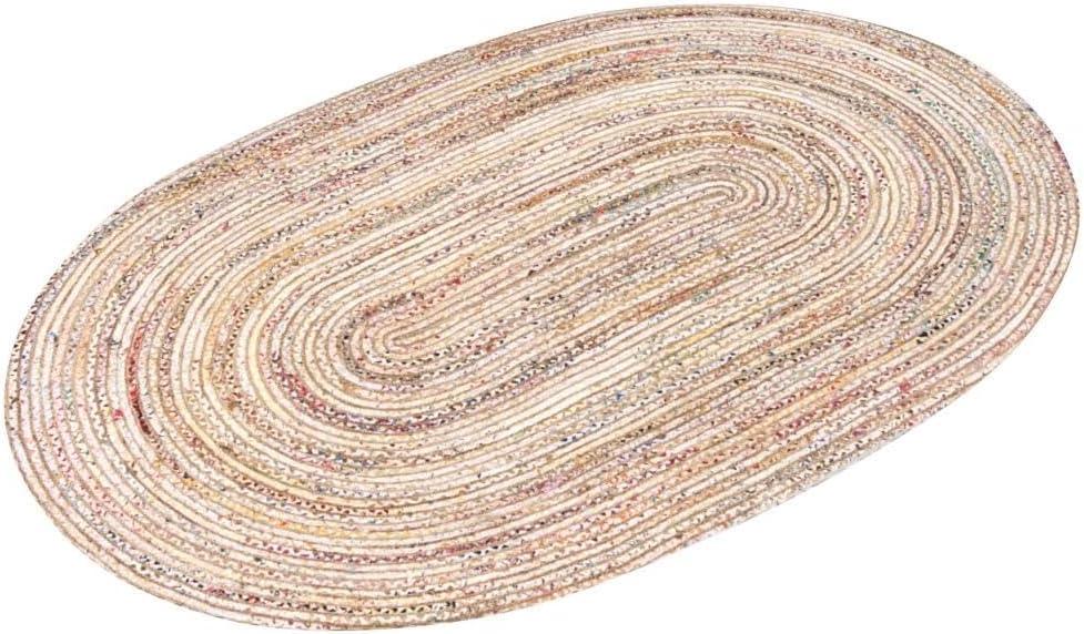 Cape Cod CAP202 Woven Indoor Accent Rug - Beige/Multi - 3'x5' Oval - Safavieh