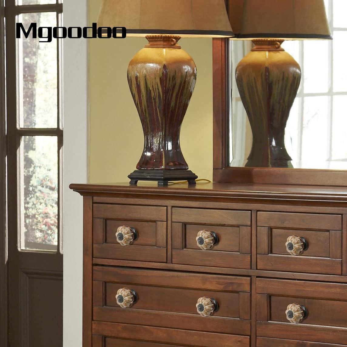 Mgoodoo 1.57" Ceramic Pumpkin Knobs, 20PCS Vintage Cabinet Drawer Pulls for Dresser Drawer Cupboard Closet Kitchen Hardware White