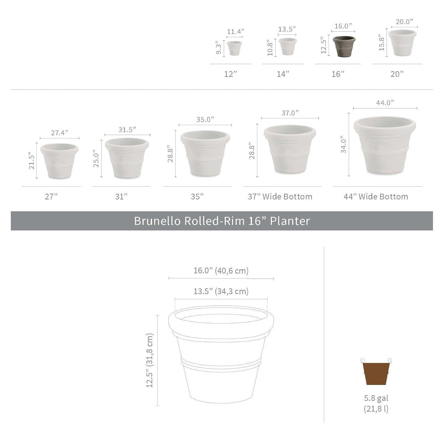 Crescent Garden Brunello Classic Rolled-Rim Plant Pot, Rust, 16in