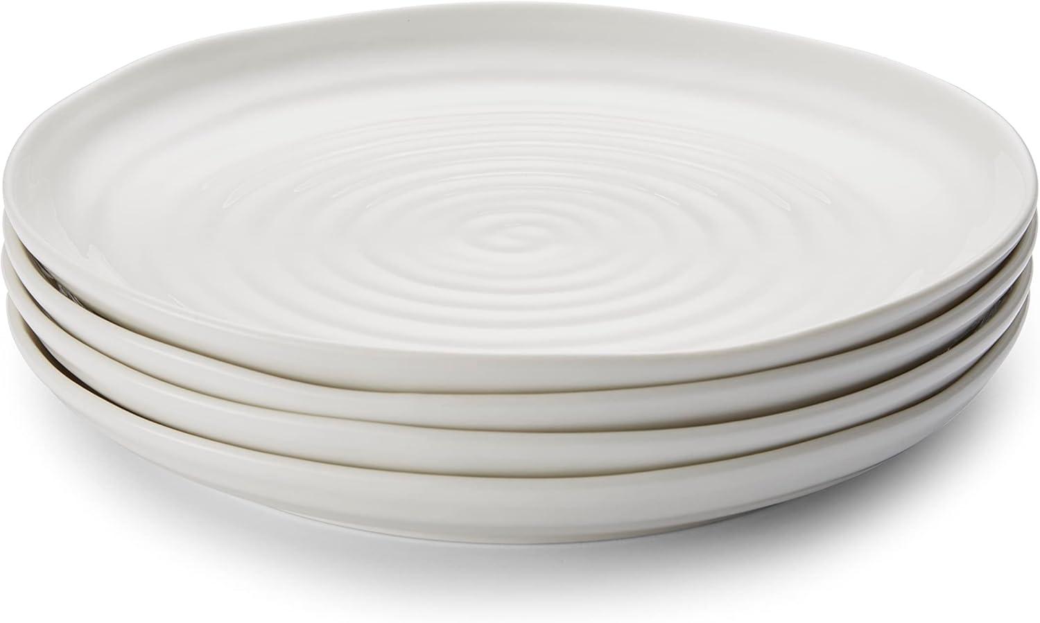 Portmeirion Sophie Conran Coupe Plates, Set of 4, Porcelain Dishes, Dinnerware Plates, Dishwasher Safe