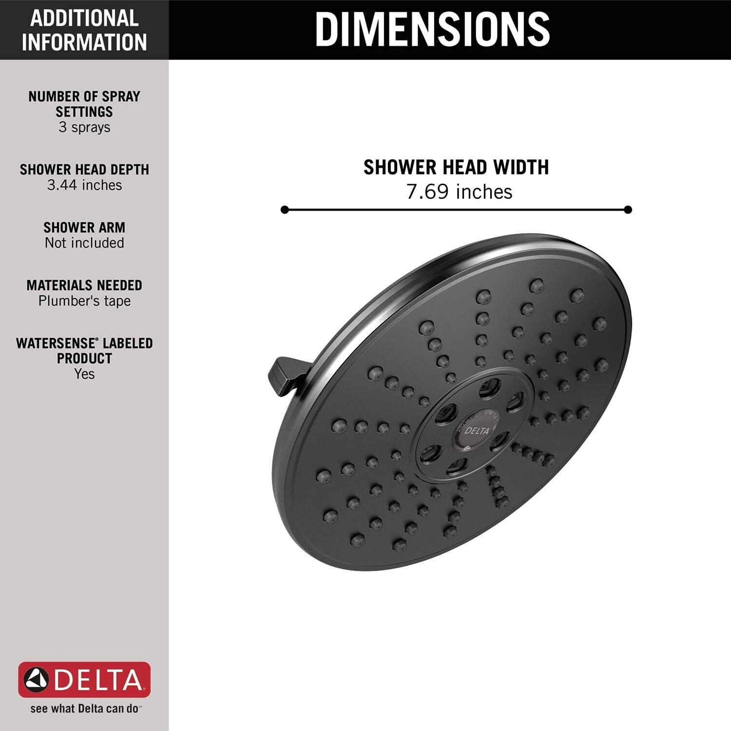 Universal Showering Components Shower Head in Matte Black