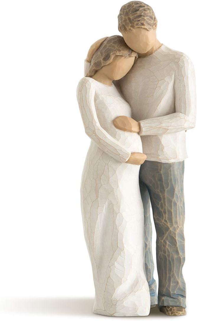 Hand-Painted Resin Family Embrace Sculpture, 8.5" Cream and Blue