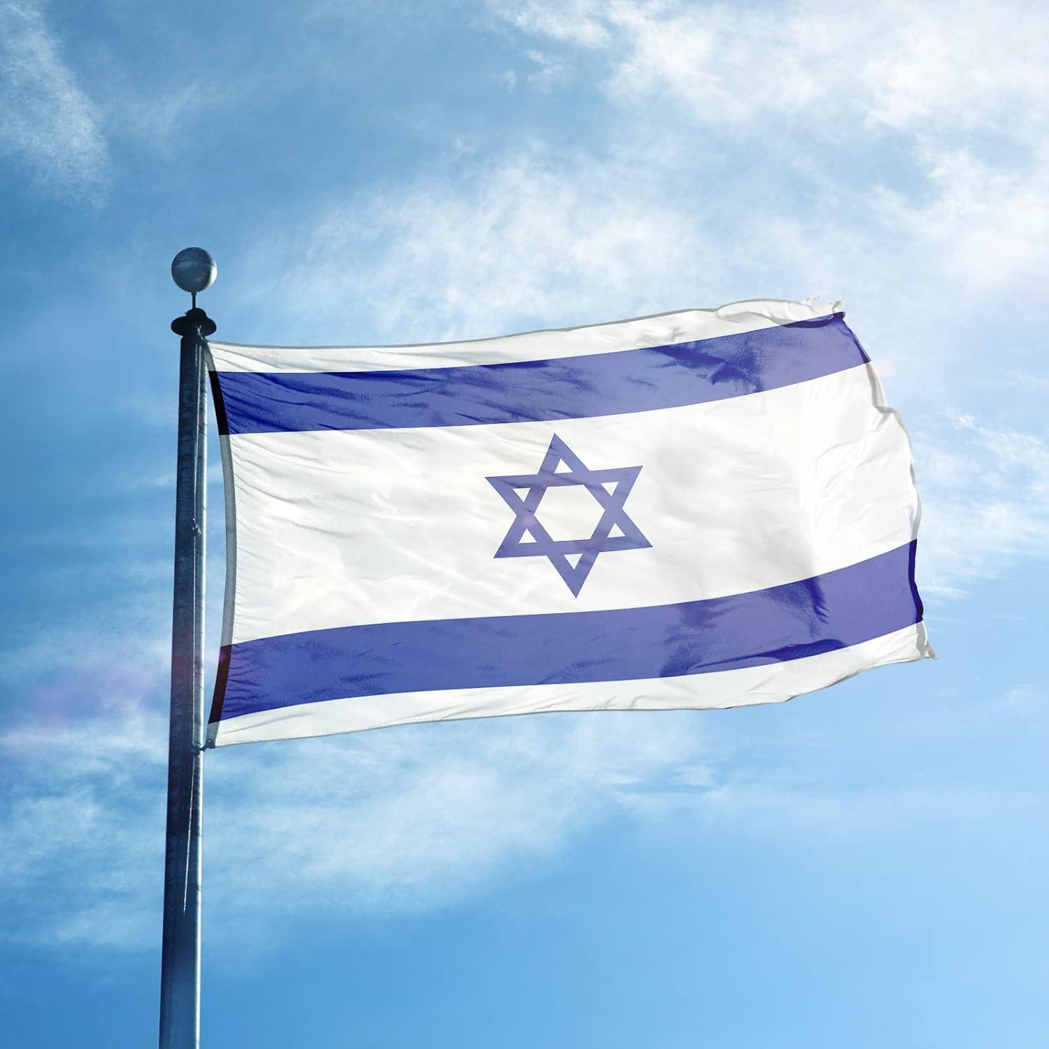 Fly Breeze 3x5 Foot Israel Flag - Vivid Color and Fade proof - Canvas Header and Double Stitched - Israeli National Flags Polyester with Brass Grommets 3 X 5 Ft as show