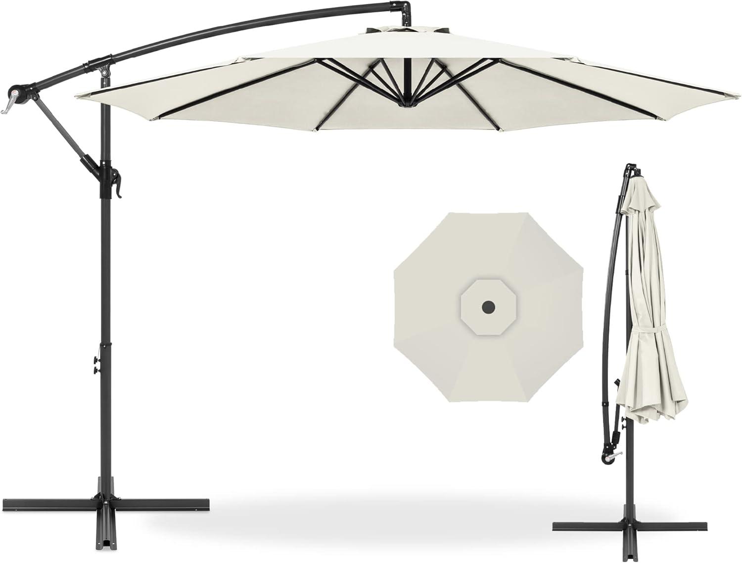 Best Choice Products 10ft Offset Hanging Outdoor Market Patio Umbrella w/ Easy Tilt Adjustment - Ivory