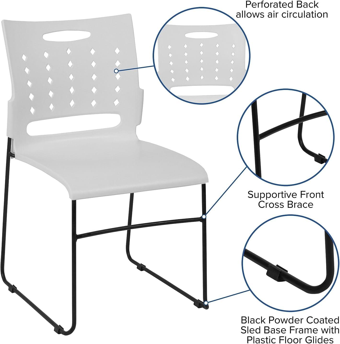 881 lb. Capacity Sled Base Stack Chair with Carry Handle and Air-Vent Back
