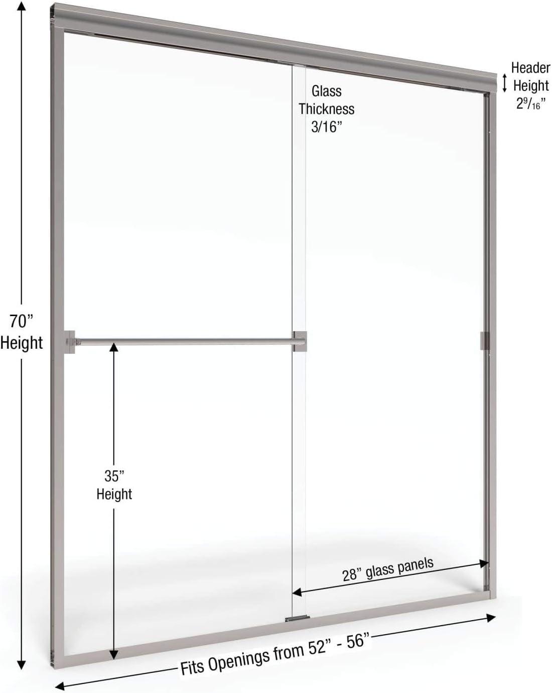 Classic 56" x 70" Frameless Bypass Sliding Shower Door