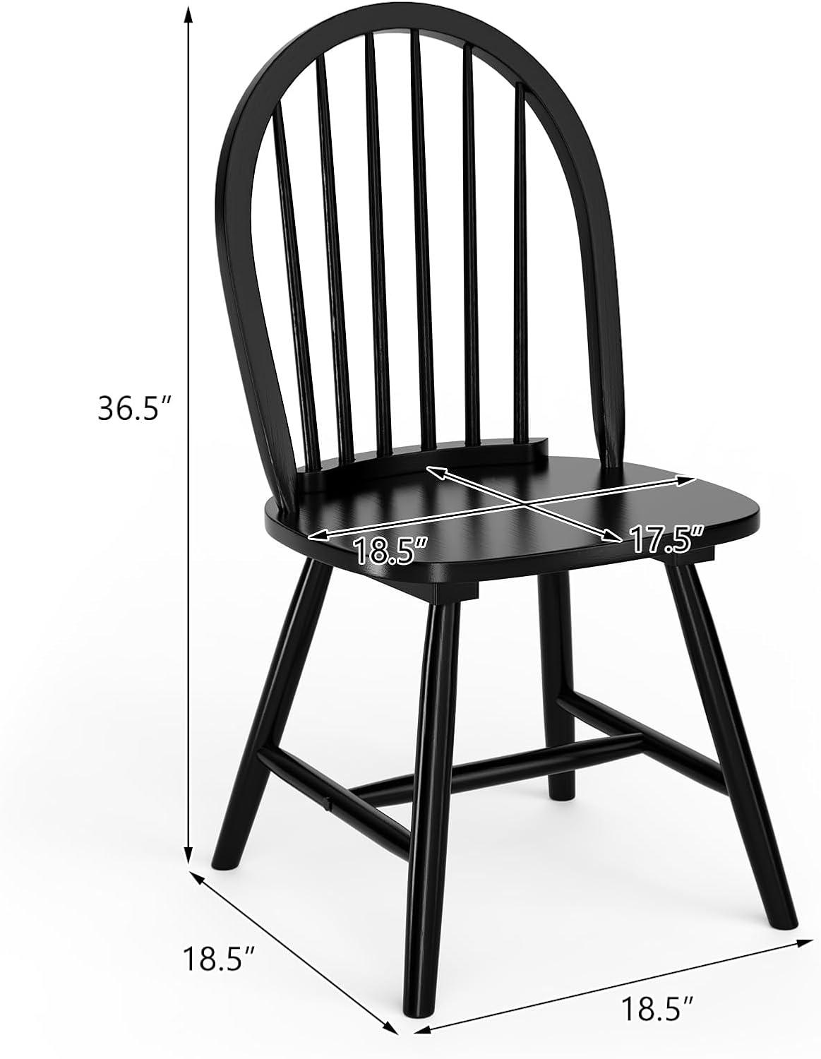 Costway Set of 2 Vintage Windsor Dining Side Chair Wood Spindleback Kitchen Room White