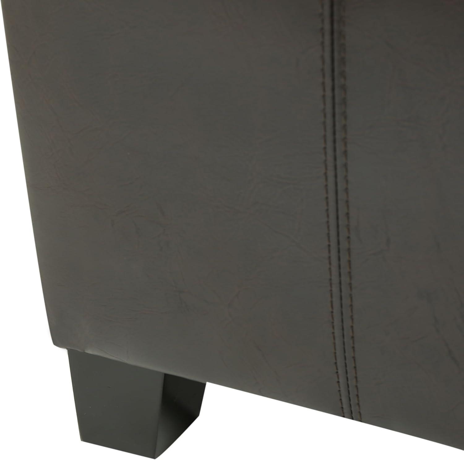 Mansfield Faux Leather Tray Top Storage Ottoman - Brown - Christopher Knight Home: Square Upholstered Bench with Wood Frame