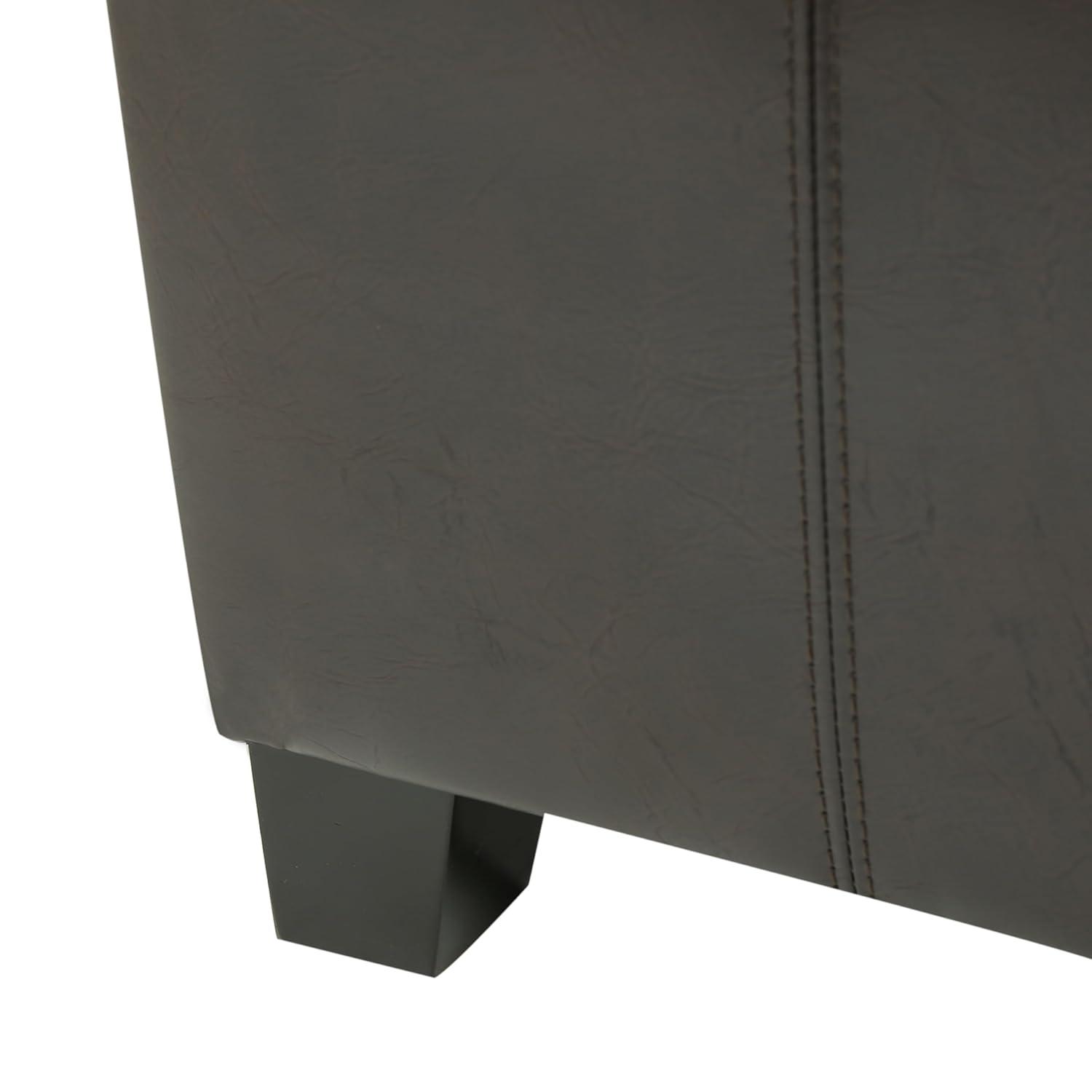 Mansfield Faux Leather Tray Top Storage Ottoman - Brown - Christopher Knight Home: Square Upholstered Bench with Wood Frame