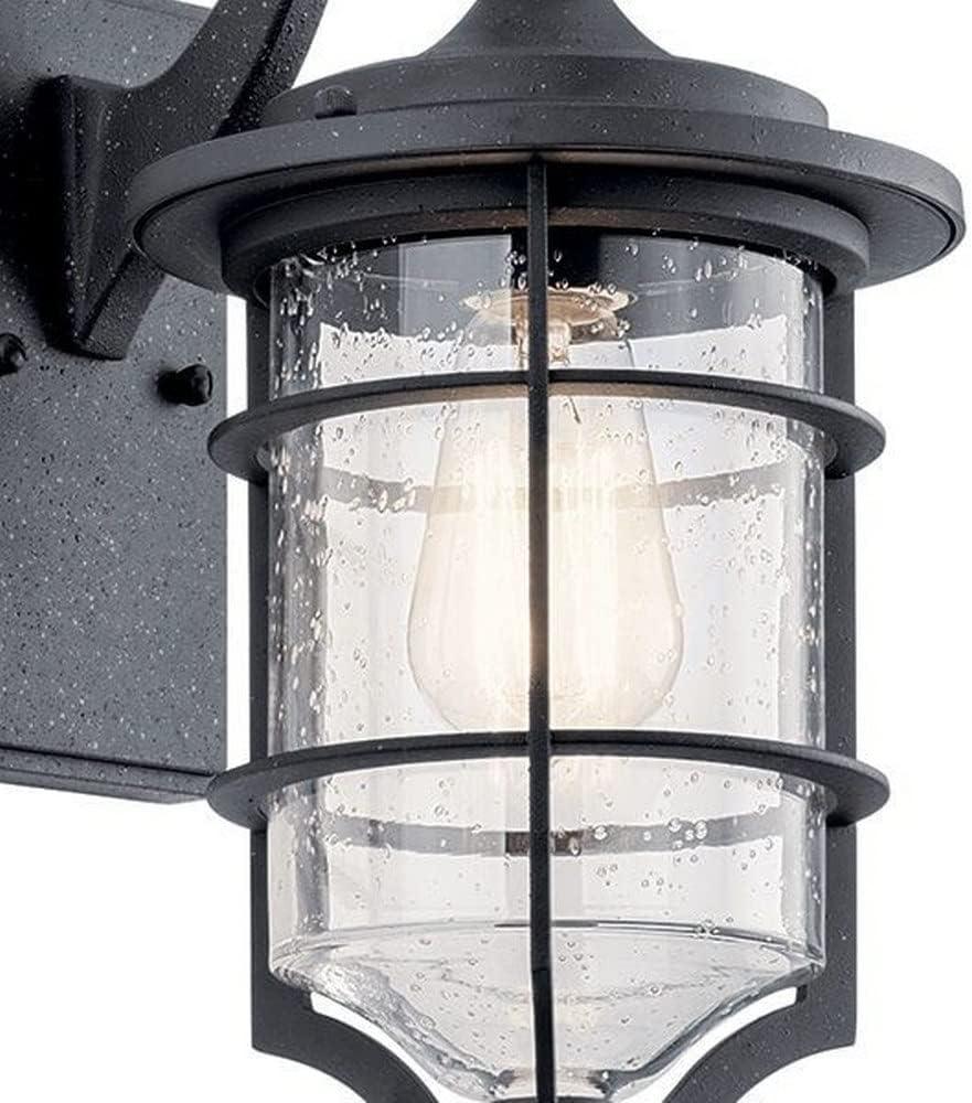 Royal Marine 13.25" 1 Light Outdoor Wall Light with Clear Seeded Glass in Distressed Black