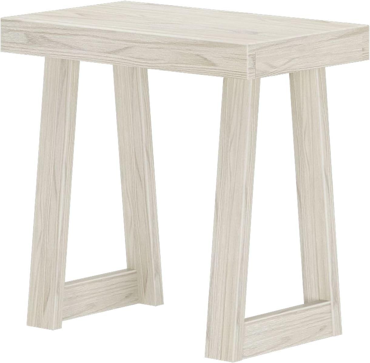 Plank+Beam Classic Square Side Table, Slim Side Table for Living Room, Nightstand for Small Spaces, Wood End Table for Bedroom, White Sand Wirebrush