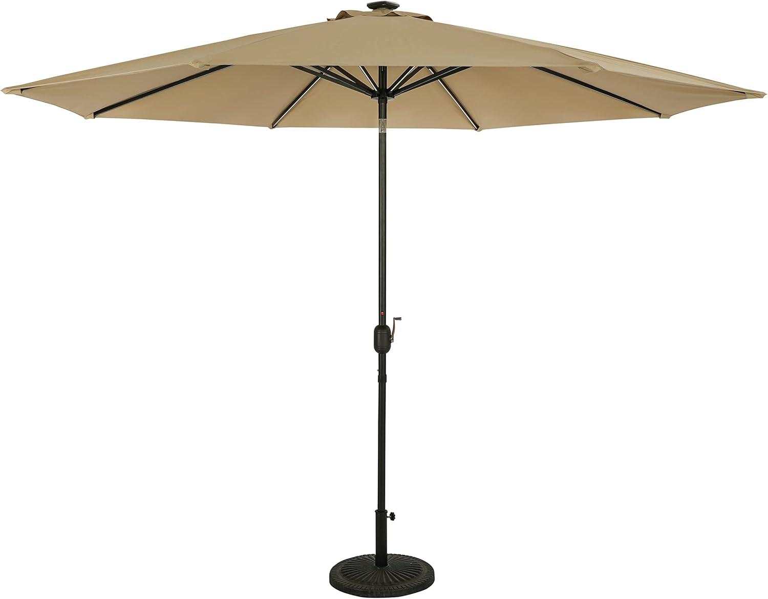 11' x 11' Calypso II Market Patio Umbrella with Solar LED Strip Lights Champagne - Island Umbrella