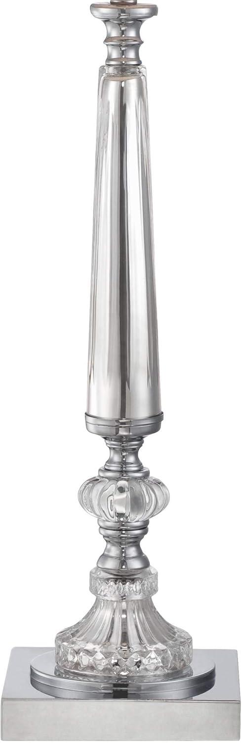 Vienna 27'' Chrome Finish Crystal Column Console Table Lamp with Taupe Bell Shade