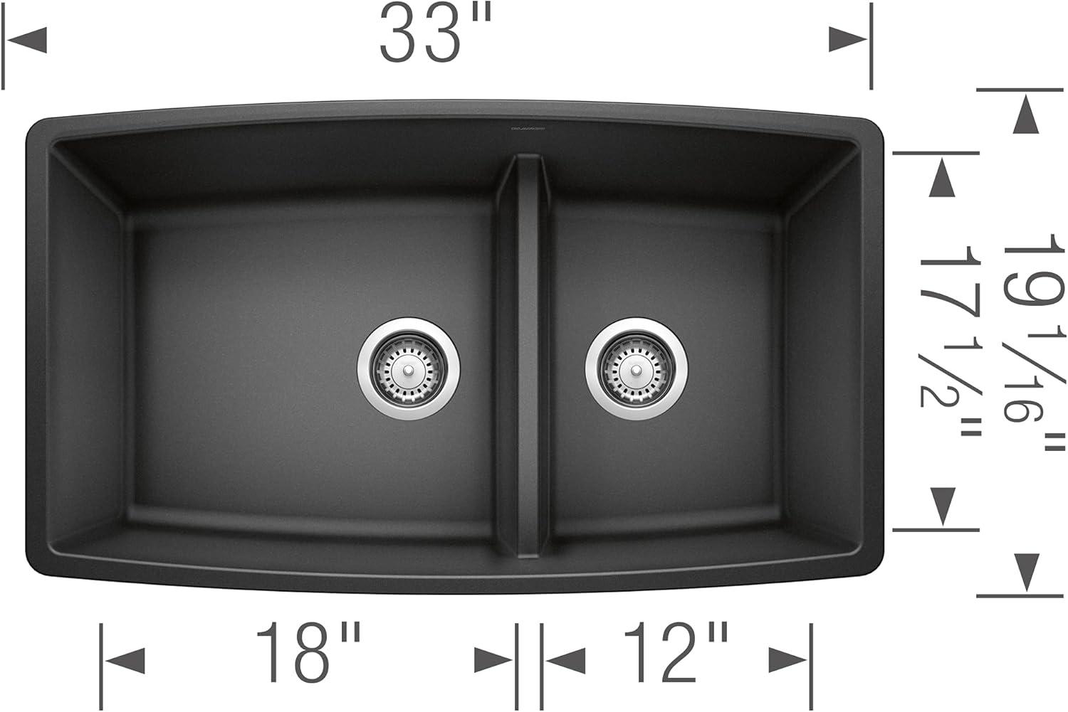 Performa SILGRANIT 33" L x 19" W Double Bowl Undermount Kitchen Sink
