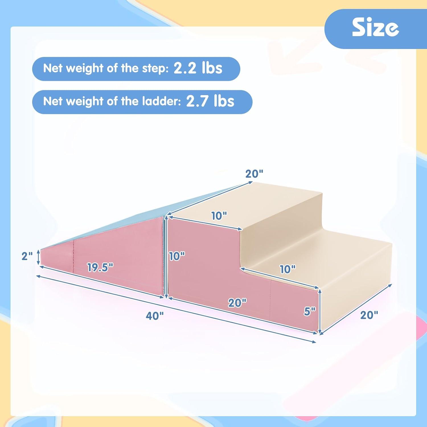 Costway Step and Slide Climber for Infants and Toddlers Baby Soft Foam Structure Blocks Pink