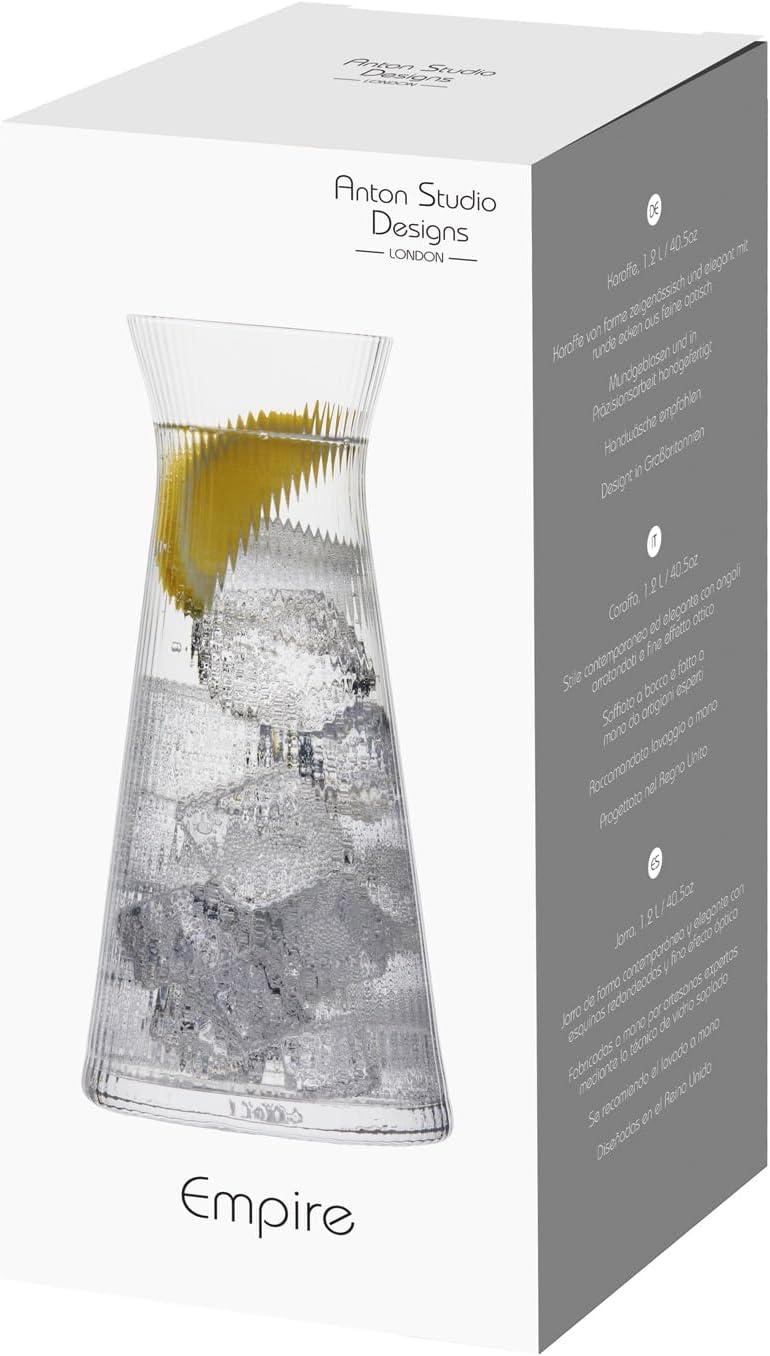 Empire Clear Ribbed Glass Water Carafe 40.5 oz