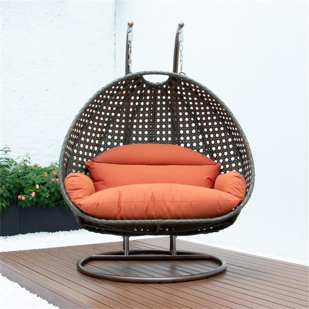 HomeStock Rustic Romance Wicker Hanging 2 person Egg Swing Chair,Orange