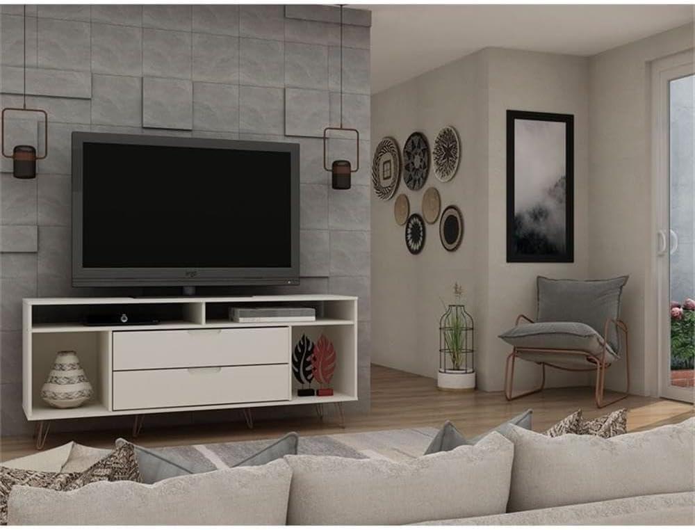 Rockefeller 62.99 TV Stand with Metal Legs and 2 Drawers