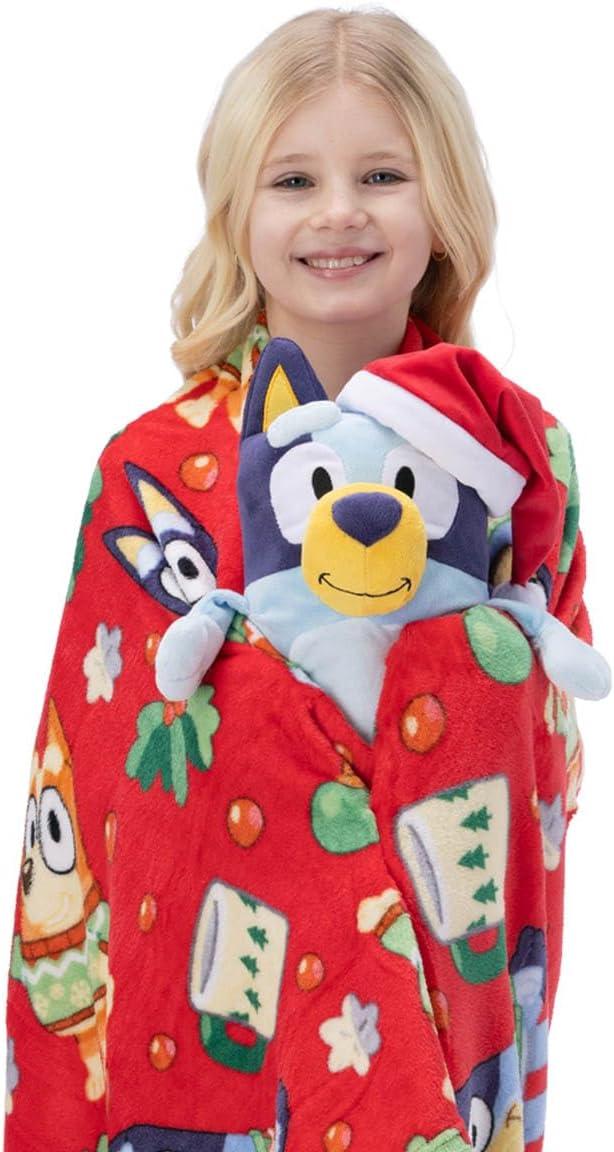 Northwest Character Hugger Pillow & Silk Touch Throw Blanket Set, 40" x 50", Bluey Festive Sweaters