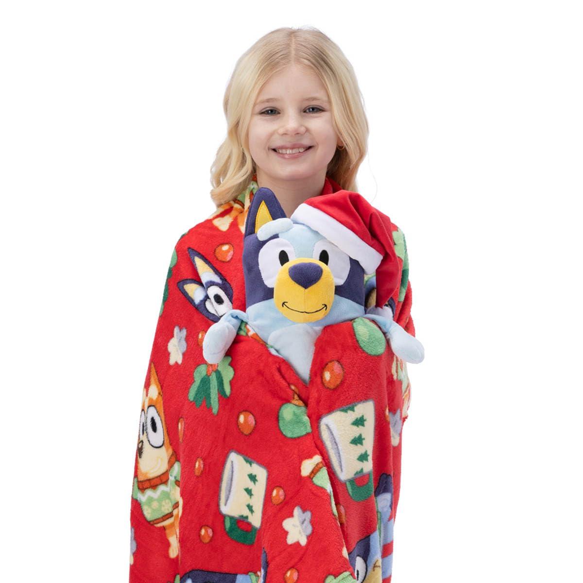 Northwest Character Hugger Pillow & Silk Touch Throw Blanket Set, 40" x 50", Bluey Festive Sweaters