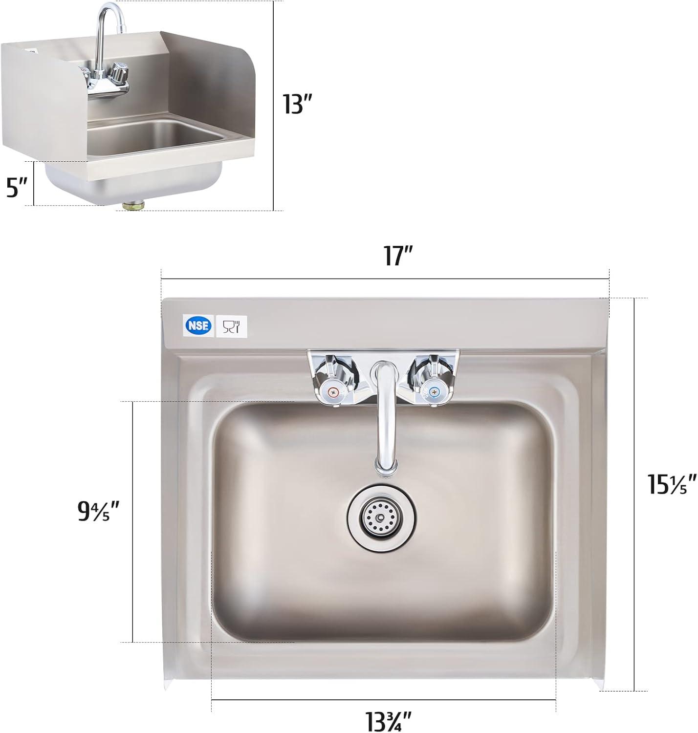 Stainless Steel Wall Mounted Hand Washing Sink with Faucet