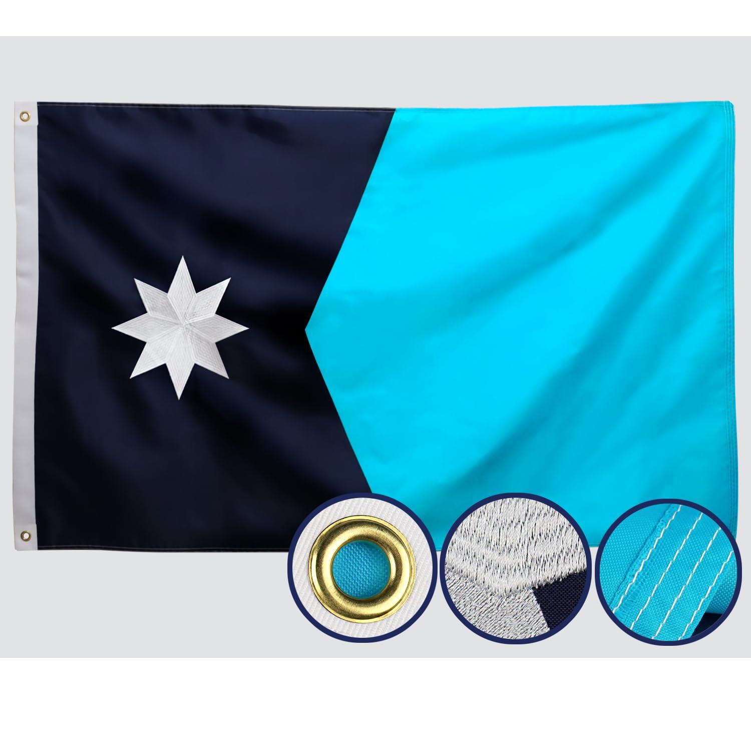 New Minnesota State Flag 3x5 Outdoor MN Flag 2 Rows Stitched Edge Canvas Header with 2 Brass Grommets