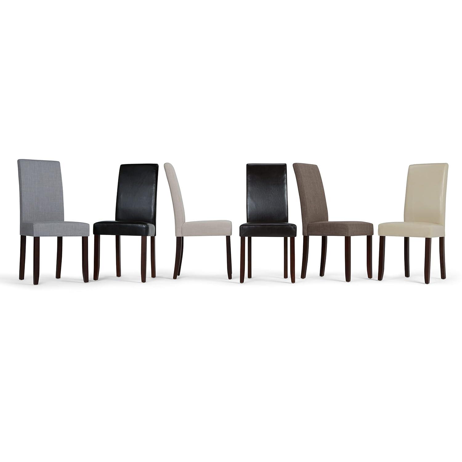 Simpli Home Acadian Andover Upholstered Parson Dining Chair with Tufted Backrest and Solid Wood Frame (Set of 2)
