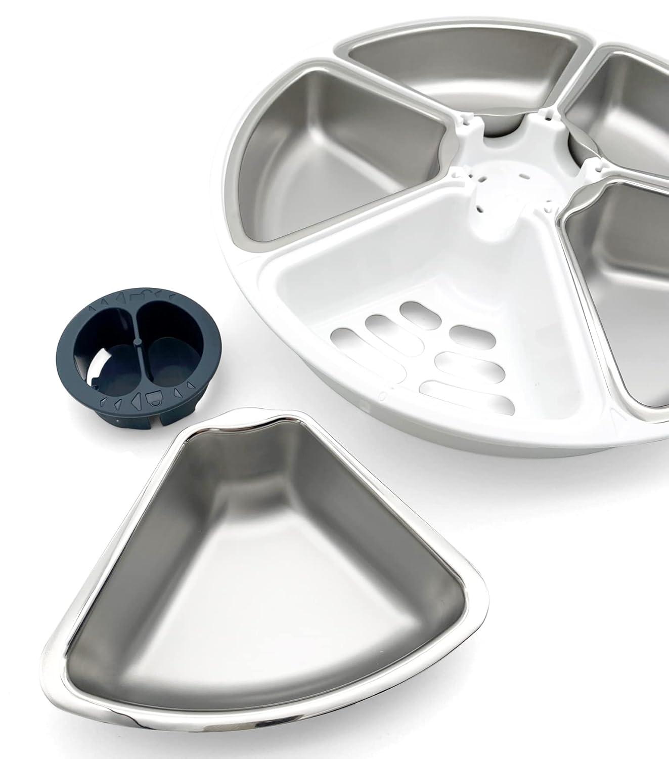 Closer Pets Five-meal Automatic Pet Feeder with Digital Timer, Twin Ice Packs, and Stainless Steel Inserts