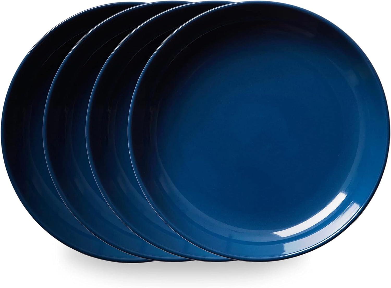 Corelle Stoneware 4-Piece Set of 30 oz Pasta Bowls, Service for 4, Navy Blue