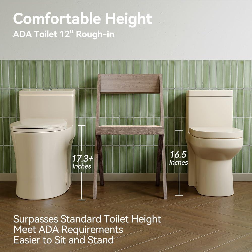 Arlo Compact One Piece Toilet with Comfort Chair Seat ADA Height 17.3", Elongated Dual Flush 0.8/1.28 GPF , MAP 1000g