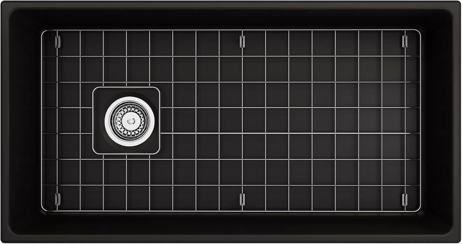 Matte Black Fireclay Farmhouse Single Bowl Kitchen Sink